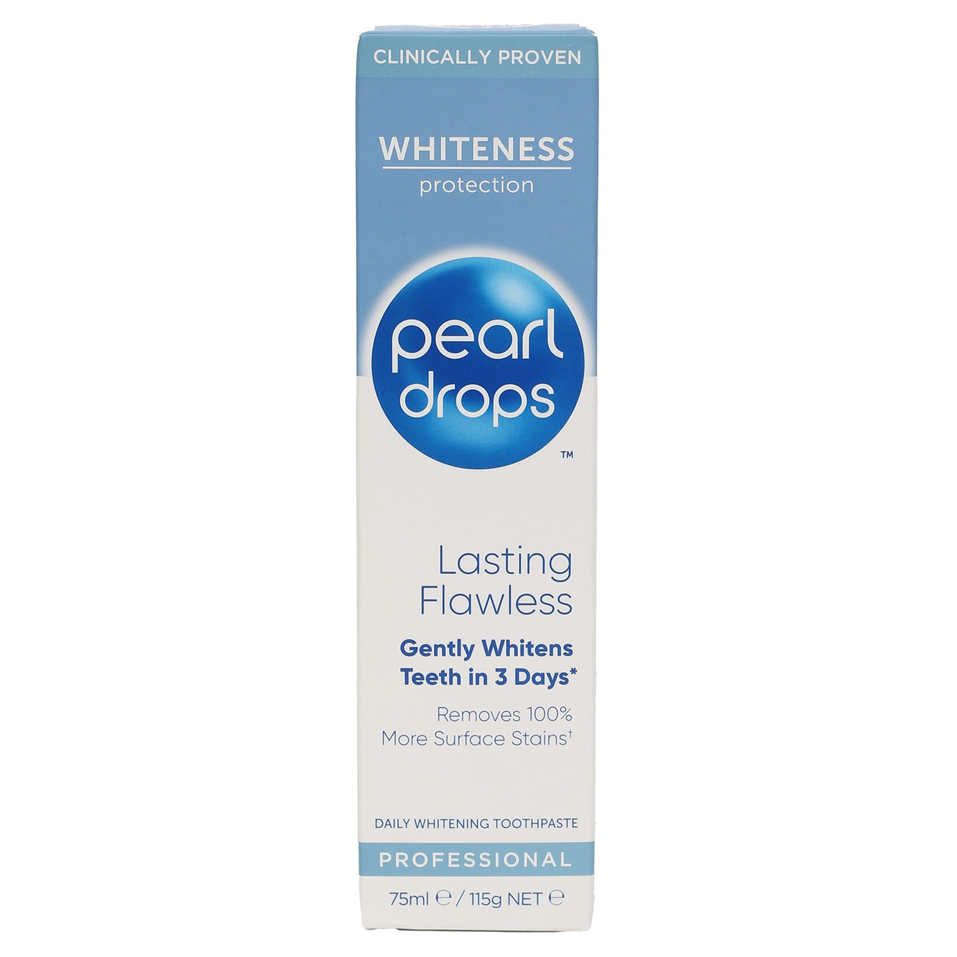 معجون أسنان يومي للاحترافي لتبييض الأسنان بيرل دروبس لاستينغ فلوليس (Pearl Drops Lasting Flawless) بحجم 75 مل
