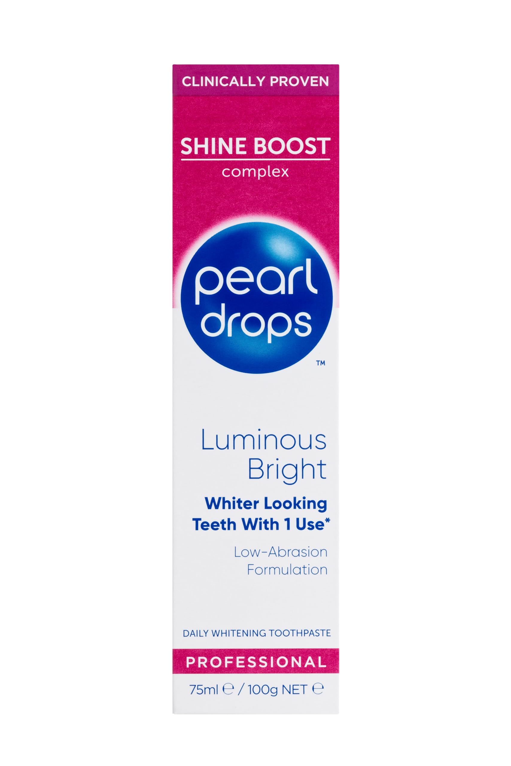 معجون أسنان يومي للتبييض بيرل دروبس لومينوس برايت (Pearl Drops Luminous Bright) بحجم 75 مل