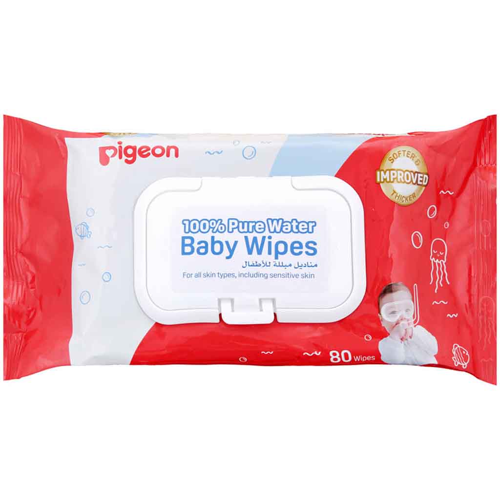مناديل مبللة للأطفال بالماء النقي 100% من بيجون (Pigeon 100% Pure Water Baby Wipes)