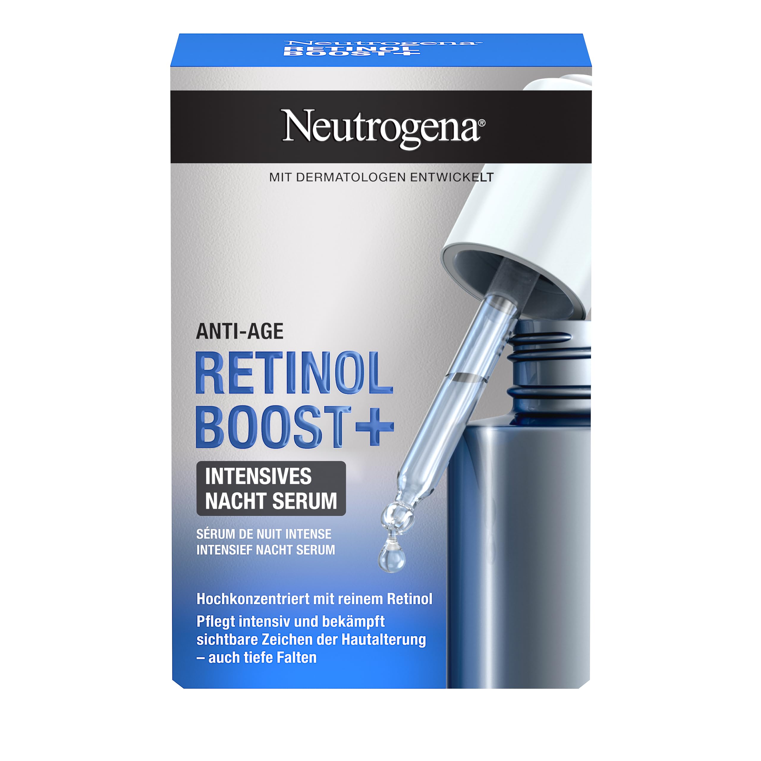 سيروم نيتروجينا ريتينول بوست+ الليلي المكثف (Neutrogena Retinol Boost+ Intense Night Serum) بحجم 30 مل
